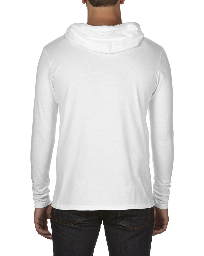 Anvil Adult Lightweight Long Sleeve White Hooded T-Shirt