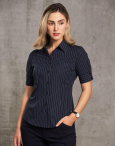 Women's Pin Stripe Short Sleeve Shirt