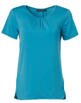 Ladies' Round Neck With Pleats S/S Knit Top 