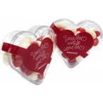 Acrylic Heart Filled with Jelly Beans 50G (Corp Coloured or Mixed Coloured Jelly Beans)