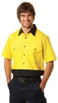 Mens High Visibility Cool-Breeze Cotton Twill Safety Shirts. Short Sleeve 