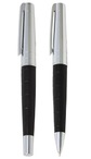 Metal Pen Gift Set Includes Roller Ball And Ball Pen With Leather Barrel And Packed Into Zippered Case Park Lane