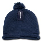 Solid RollUp Beanie with PomPom