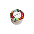 Small Round Acrylic Window Tin Filled with Choc Beans