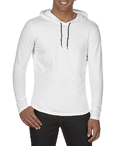 Anvil Adult Lightweight Long Sleeve White Hooded T-Shirt